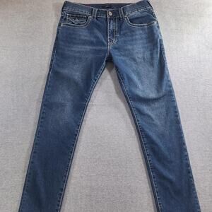 True Religion Rocco Big T Relaxed Skinny Jeans Y2K Dark Wash 33